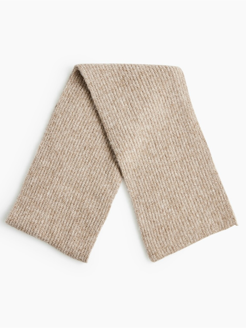 J. Crew Knit Scarf Textured Vertical Stitch Pattern Ribbed Light Brown Warm Cozy - Picture 6 of 7